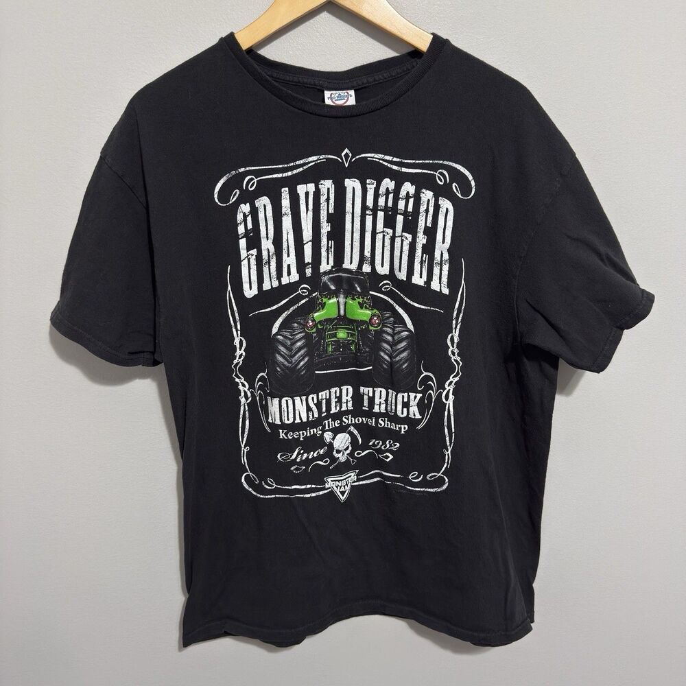 Grave Digger Monster Jam Graphic T Shirt Size XL Black Short Sleeve Delta